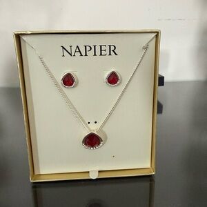 Napier Silver and Red Necklace Set